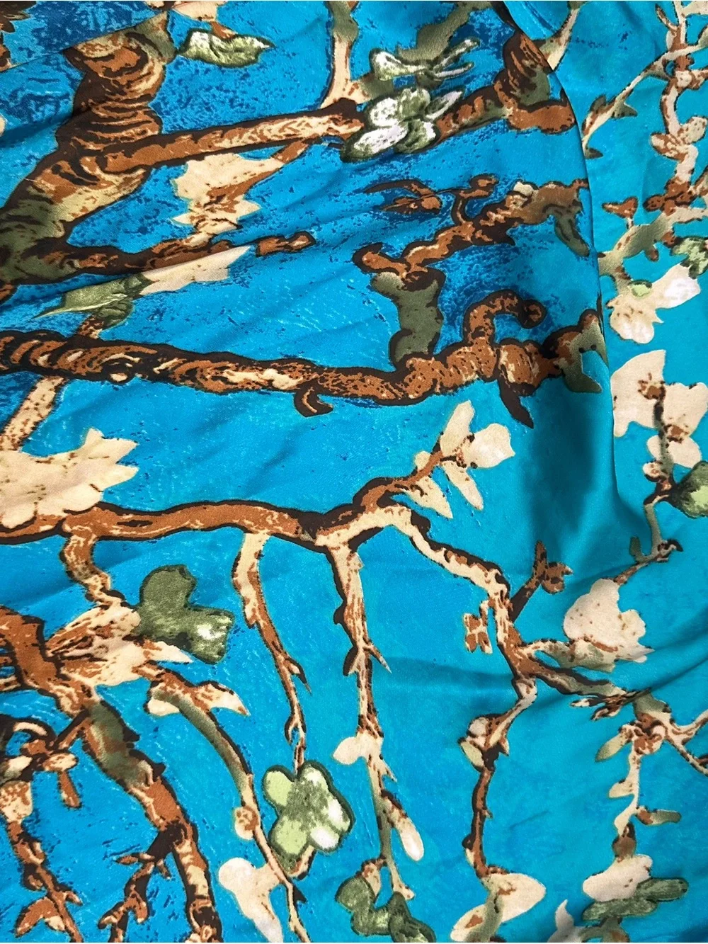 Van Gogh Almond Blossom Scarf - Soft Silk-Feel Square Shawl - 90cm x 90cm